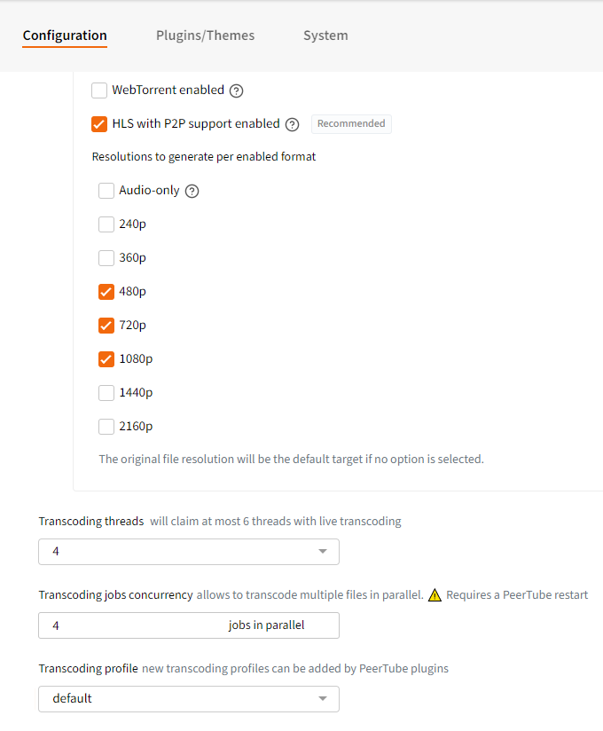 Screenshot VOD Transcoding